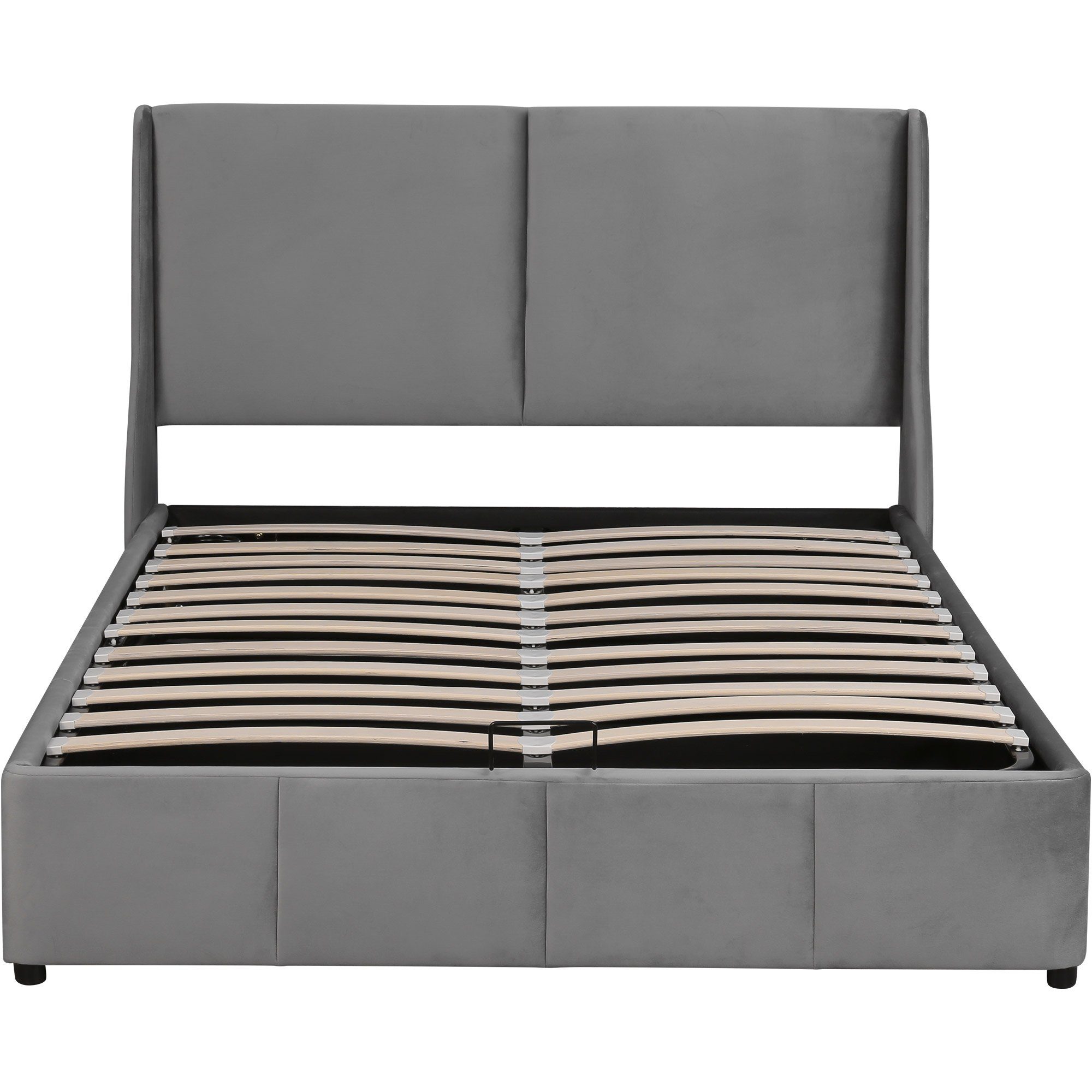 Boxspringbett (Polsterbett mit Lattenrost und Bettkasten), Doppelbett hydraulisches Funktionsbett, 140x 200 cm Bett, Samt