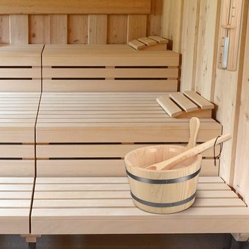 Navaris Sauna-Aufgussset Saunakübel aus Holz mit Kelle und Sanduhr - 5L mit Kunststoffeinsatz (1-tlg)