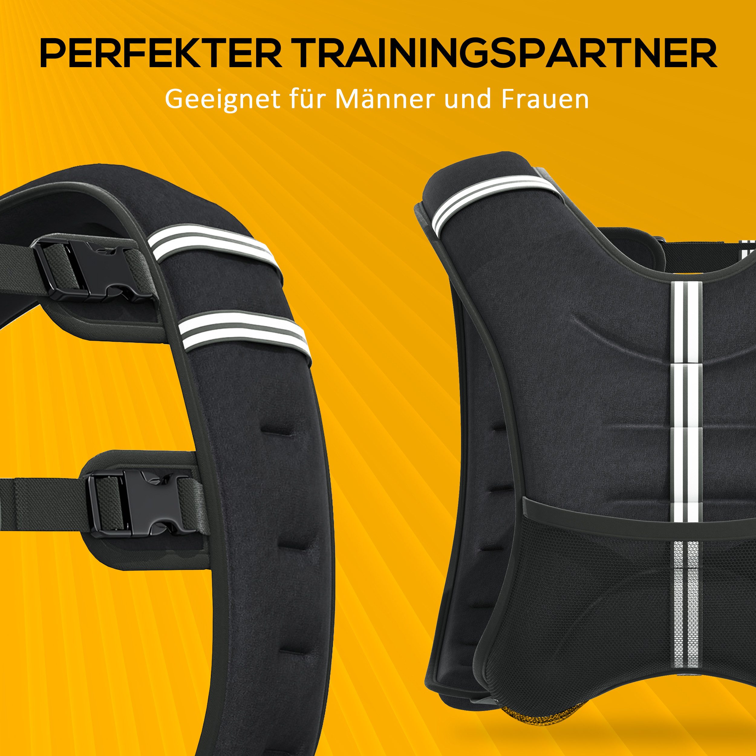 HOMCOM Gewichtsweste Weight Vest Krafttrainning Oxford-Gewebe Metallsand Schwarz 40 x 35 cm, (Krafttrainning Mann,Frau, 1-tlg., 5 kg verstellbar für Gewicht Tranning), Schwarz 40 x 35 cm