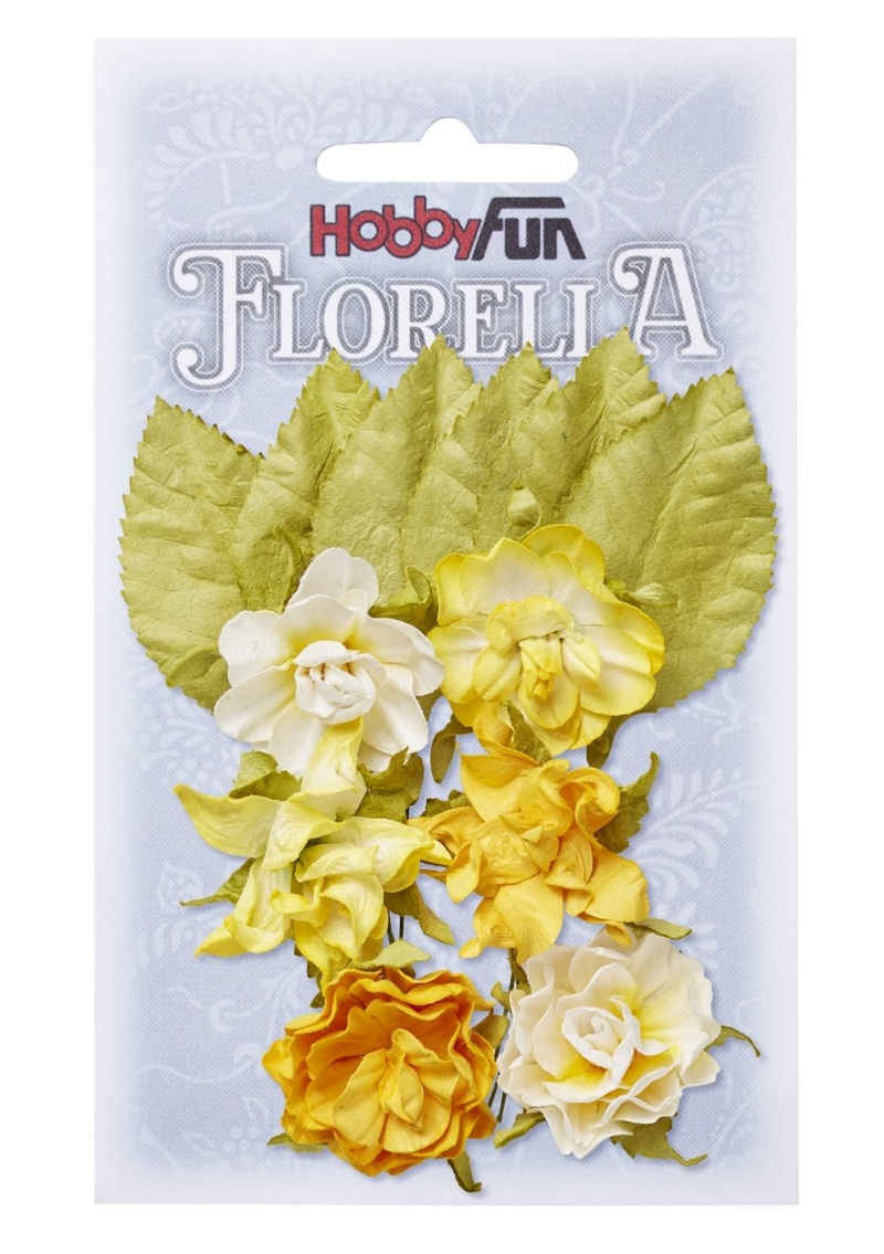 HobbyFun Dekofigur FLORELLA-Blüten & Blätter aus Maulbeer-Papier 3 cm