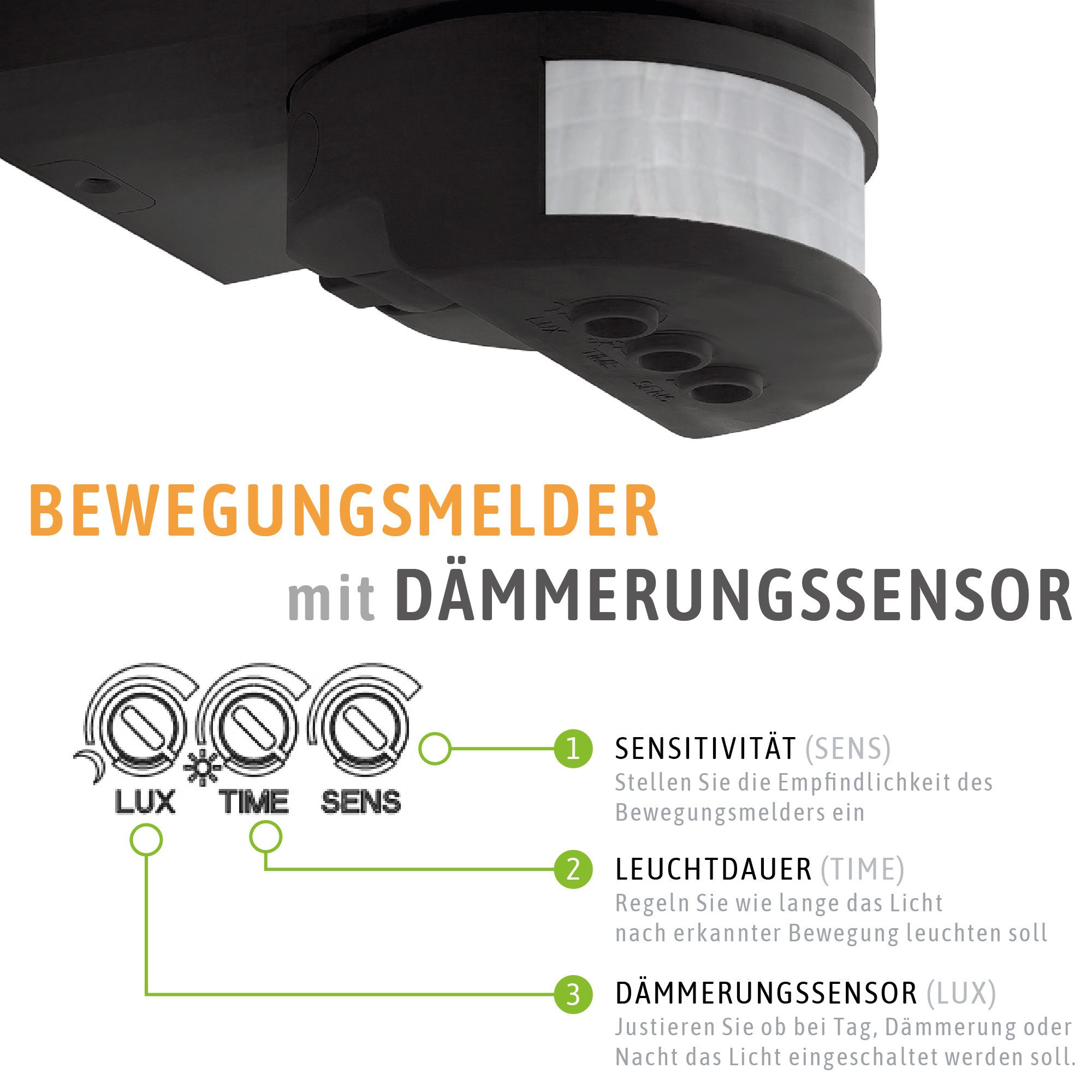 SSC-LUXon LED Außen-Wandleuchte ETHIR Außenwandleuchte mit Bewegungsmelder IP54 neutralweiß LED 230V, Neutralweiß – Bild 5 von 5