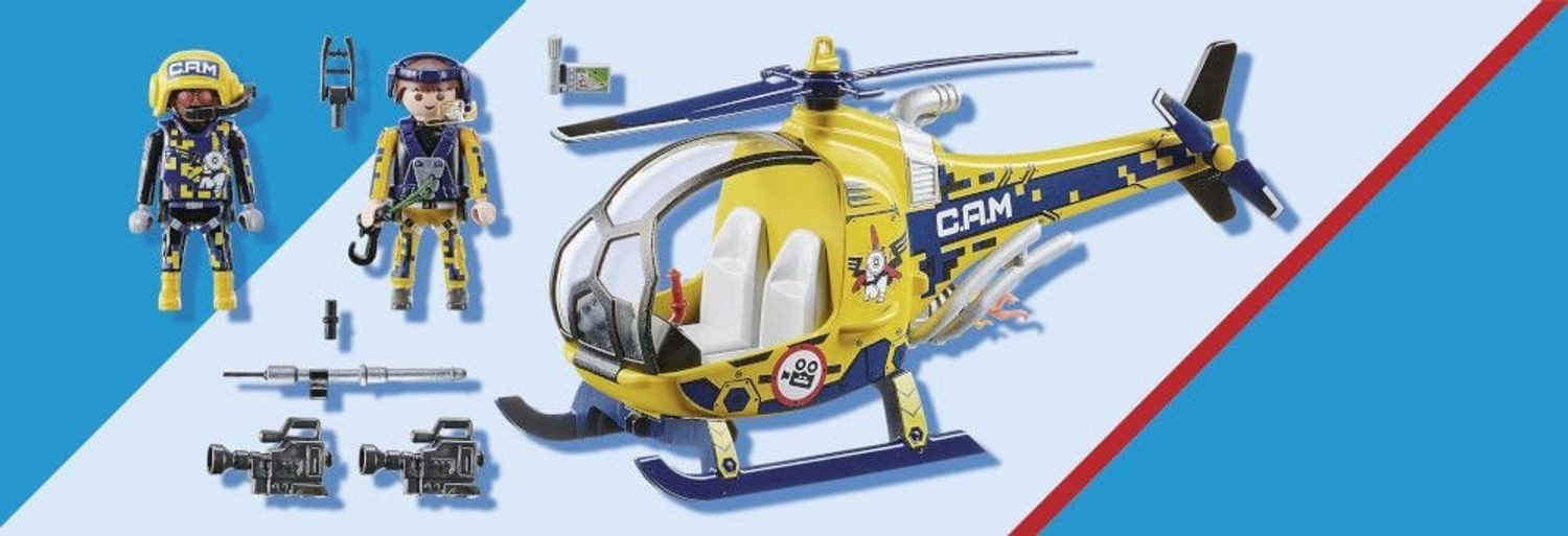 Playmobil® Stuntshow Filmcrew-Helikopter Konstruktions-Spielset, (Filmcrew-Helikopter), Made in Europe