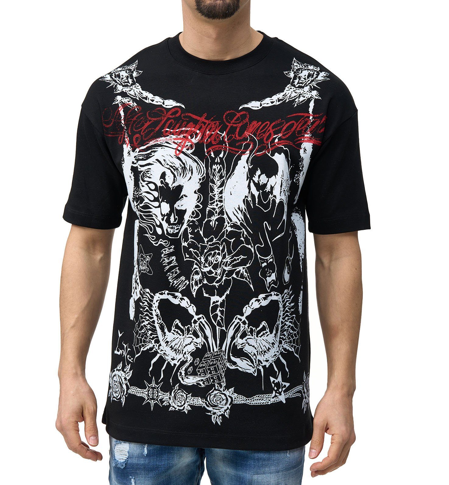 Black Island T-Shirt Herren OVERSIZE T-Shirt mit Print Schwarz S