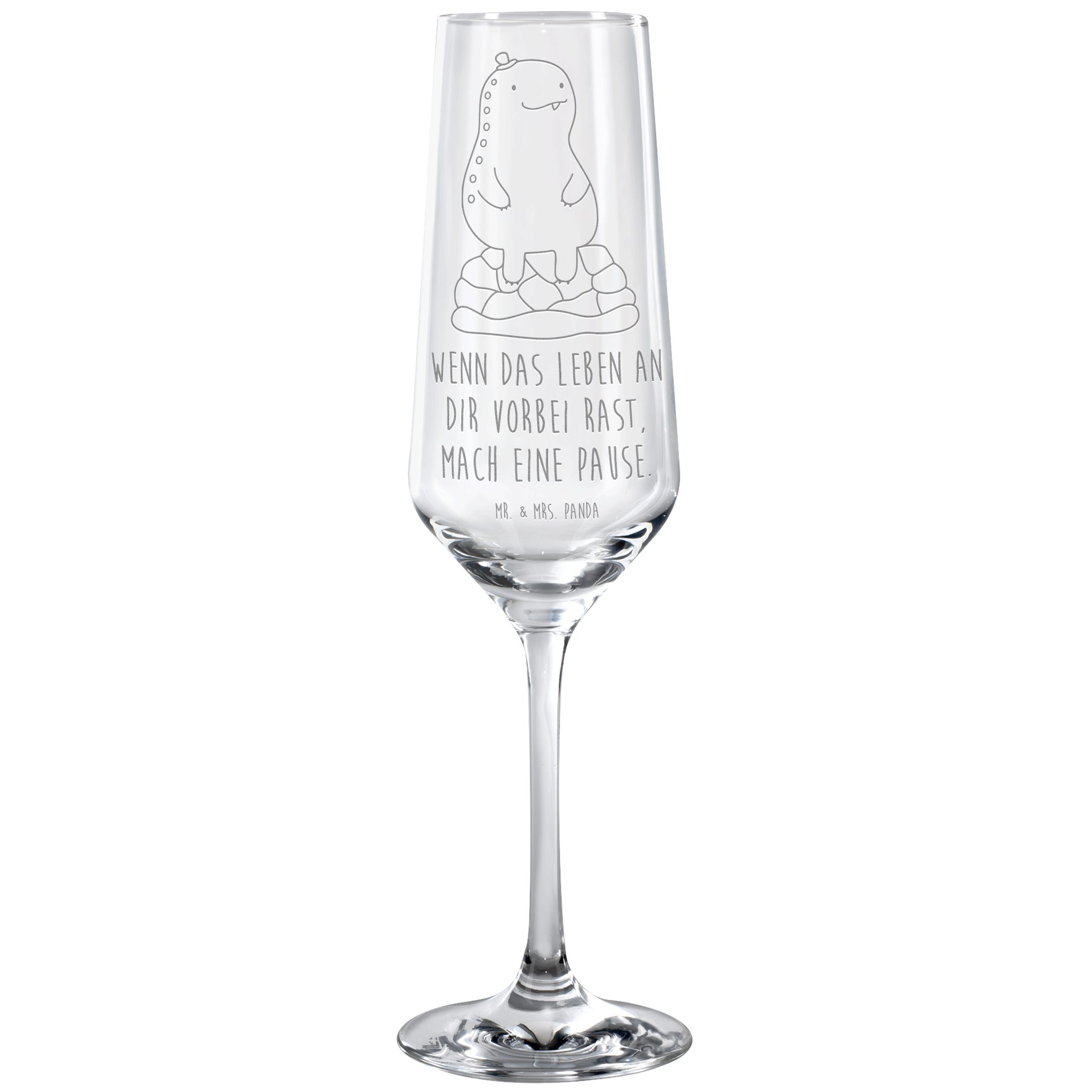 Mr. & Mrs. Panda Sektglas Schildkröte Pause, Glas, Transparent, Panzer, Kelchglas, Achtsam, Sek, Premium Glas, Entschleunigen Proseccoglas Sektflöte