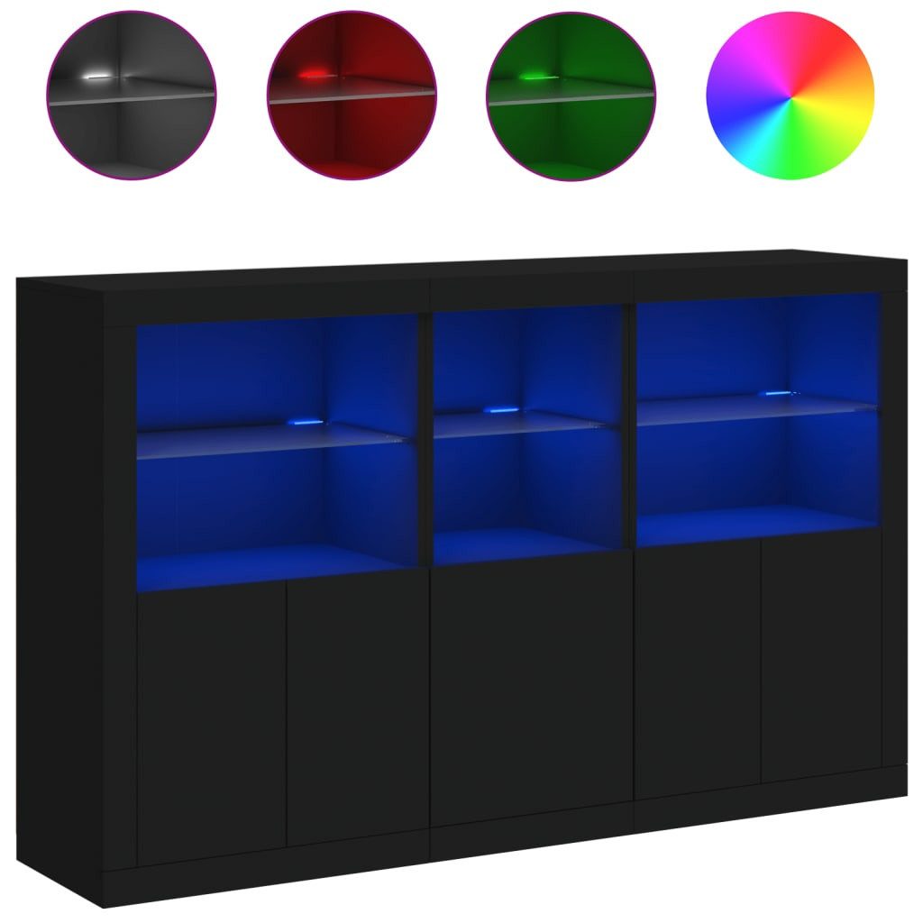 vidaXL Sideboard Sideboard mit LED-Leuchten Schwarz günstig online kaufen