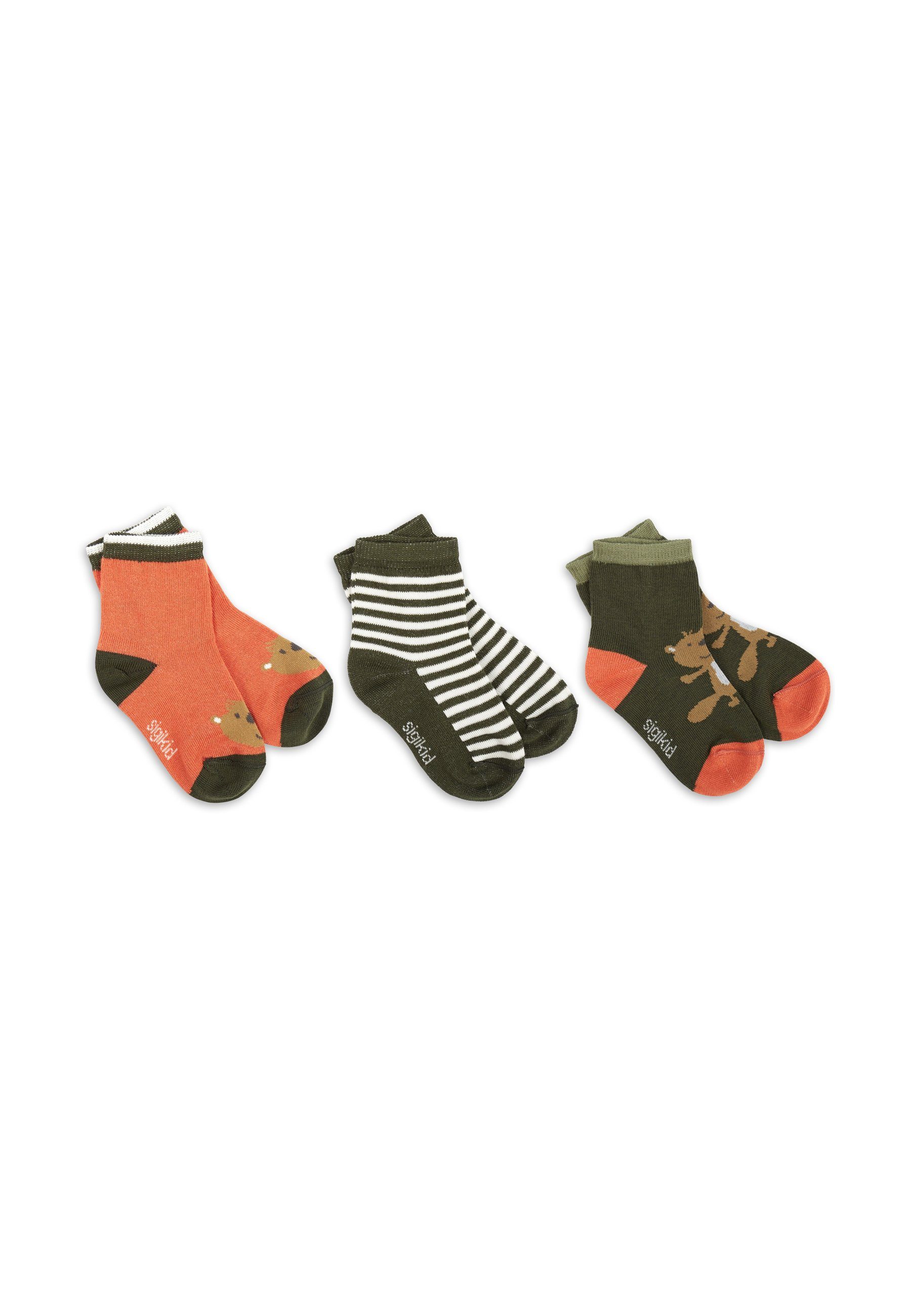 Sigikid Socken Baby Socken Set mit 3 Paar Socken (3-Paar) rot/grün