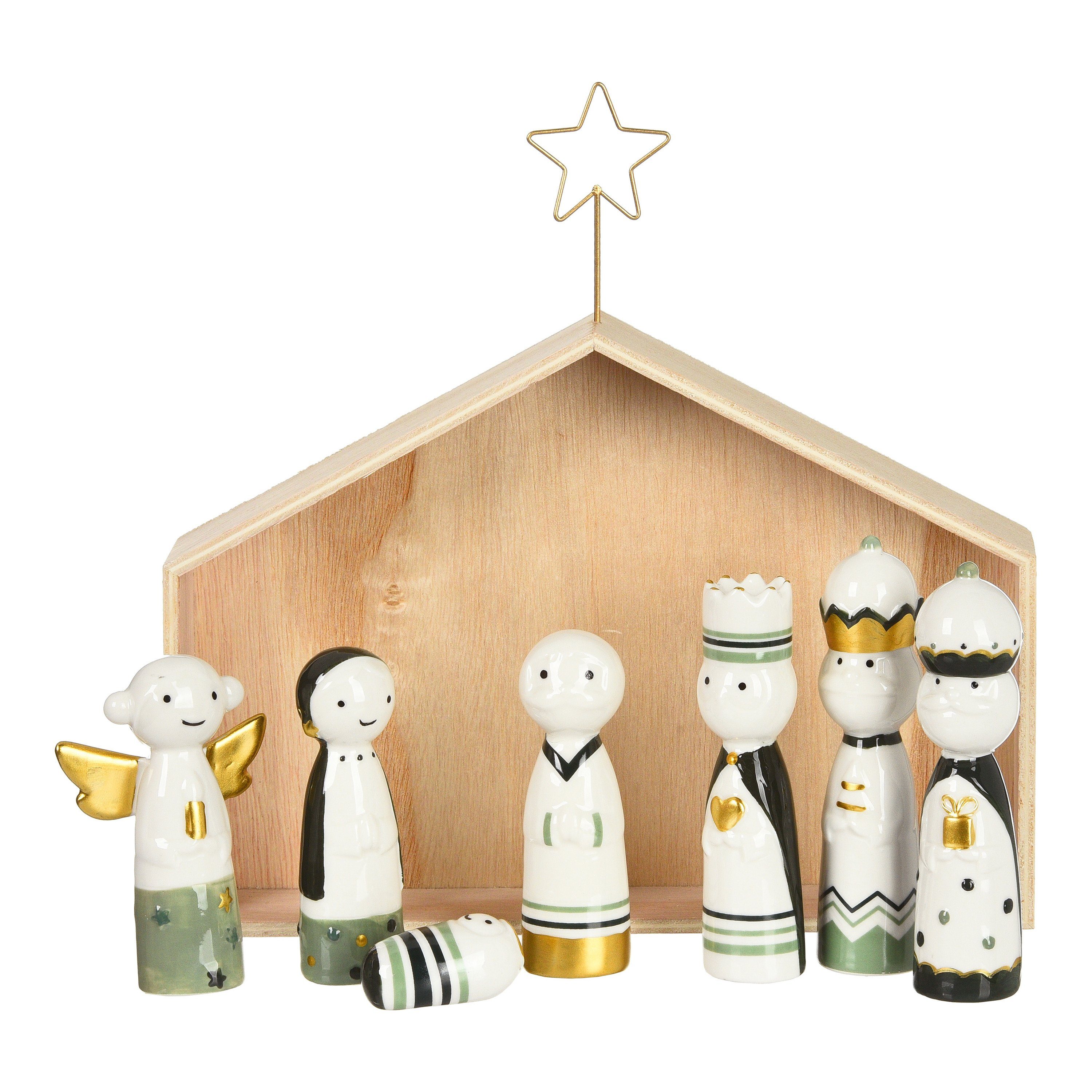 7 Krippe Depot Stern Krippe Weihnachtsfigur (Packung, Porcelain mit und Deko-Figuren)