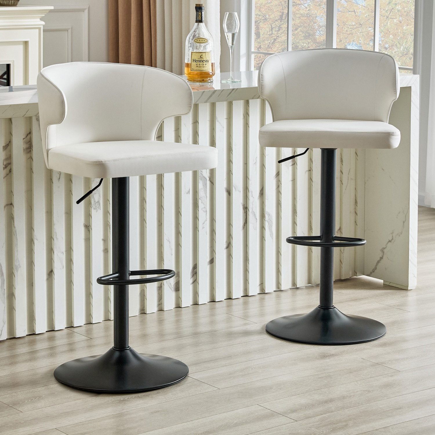 ANYSUN Barhocker 360° Drehbare Hocker mit Fußstütze,2er Set Barhocker (Verstellbare Sitzhöhe 61,5 cm - 85.8 cm Polsterhocker mit Lehne Höhenverstellbar), Barstühle Küchenstühle Bistrohocker höhenverstellbar