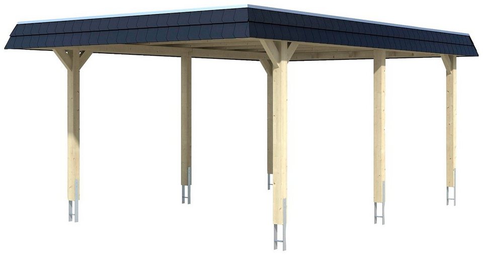 Skanholz Einzelcarport Wendland, BxT: 409x628 cm, 210 cm Einfahrtshöhe,  Flachdach-Carport, Dachschalung mit EPDM-Folie
