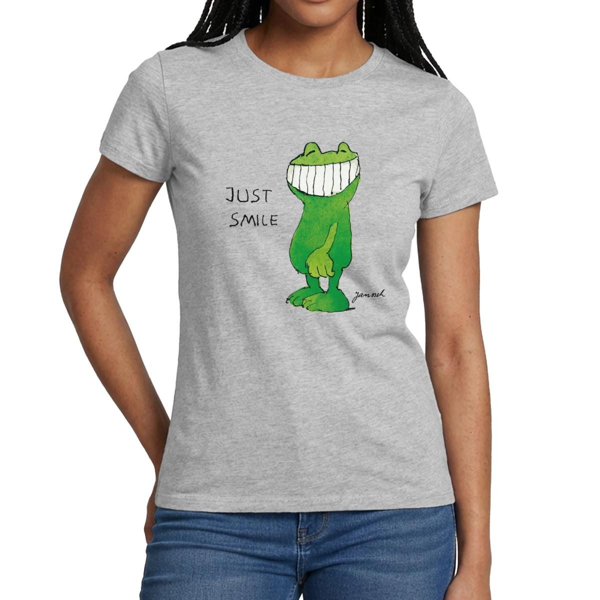 Spreadshirt T-Shirt Janosch Günter Kastenfrosch Just Smile Frauen T-Shirt ( günstig online kaufen