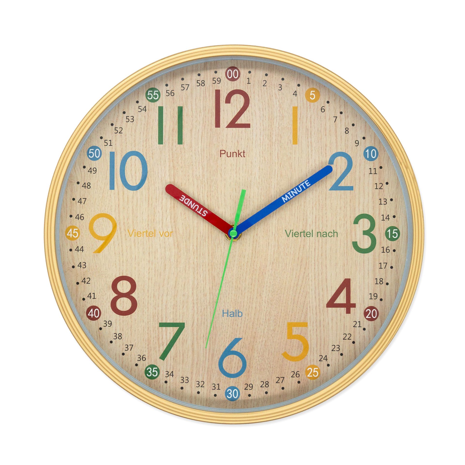 K&L Wall Art Wanduhr Holzoptik lautlose Kinder Wanduhr ohne tickgeräusche ( günstig online kaufen