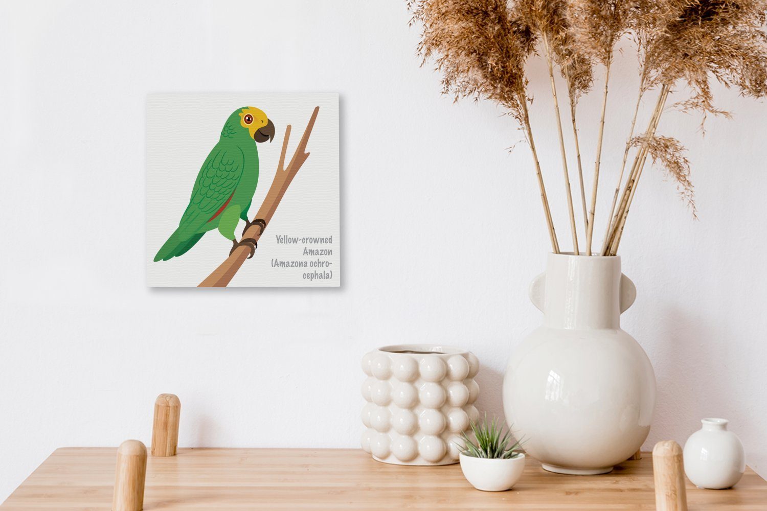 Wohnzimmer grünen Bilder Illustration St), Papageis, (1 OneMillionCanvasses® Schlafzimmer eines Eine Leinwandbild für Leinwand