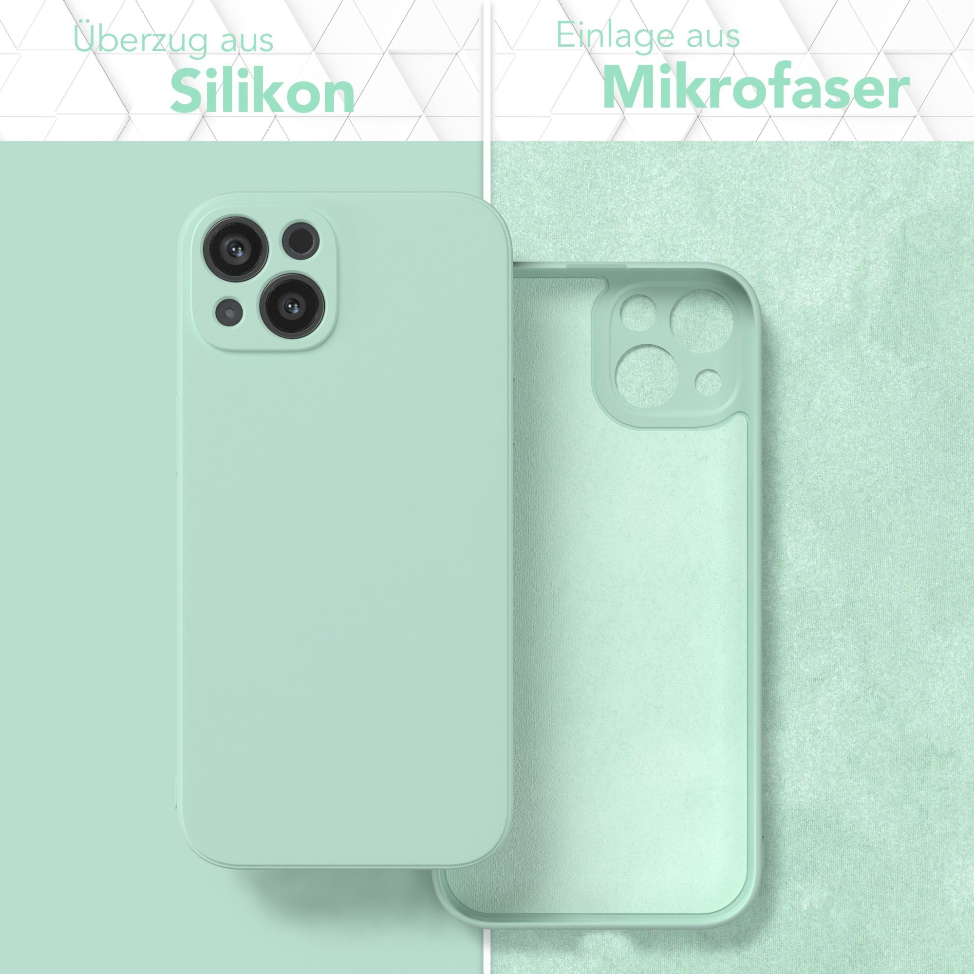 EAZY CASE Handyhülle für Apple iPhone 13 Hülle Silikon 6,1 Zoll, Hülle Silikon kratzfest Smart Slimcover Bumper Case Etui Mint Grün