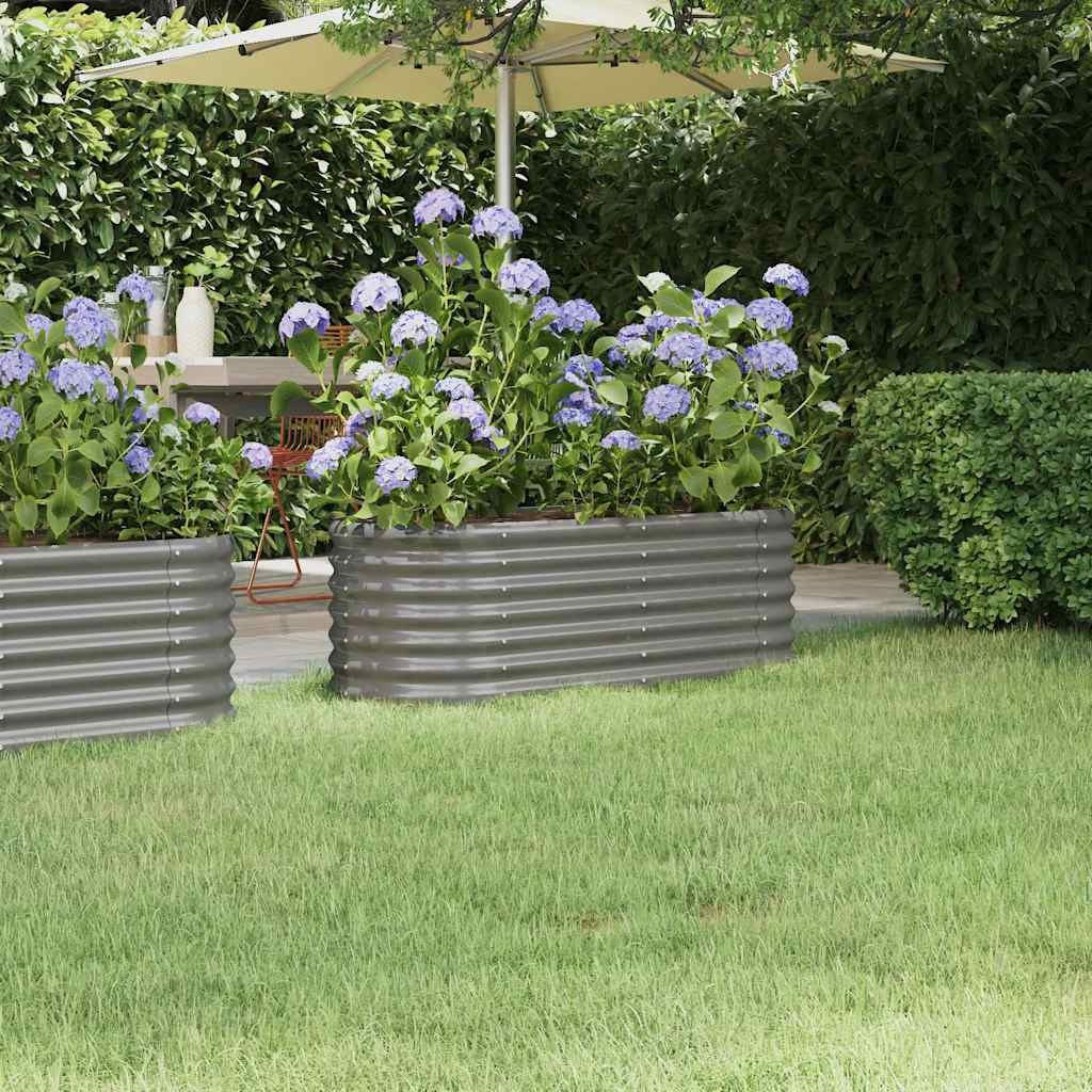 furnicato Hochbeet aus verzinktem Stahl 114x40x36 cm Grau, Witterungsbeständiges Gemüsebeet mit stabilen inneren Stützbügeln