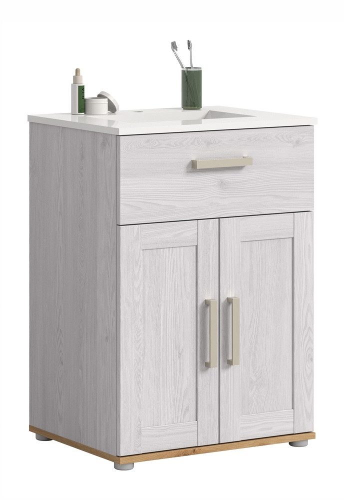 xonox.home Waschbeckenunterschrank Waschtisch inkl. Waschbecken Verona, Sibiu Larche / Artisan Eiche Waschbeckenunterschrank