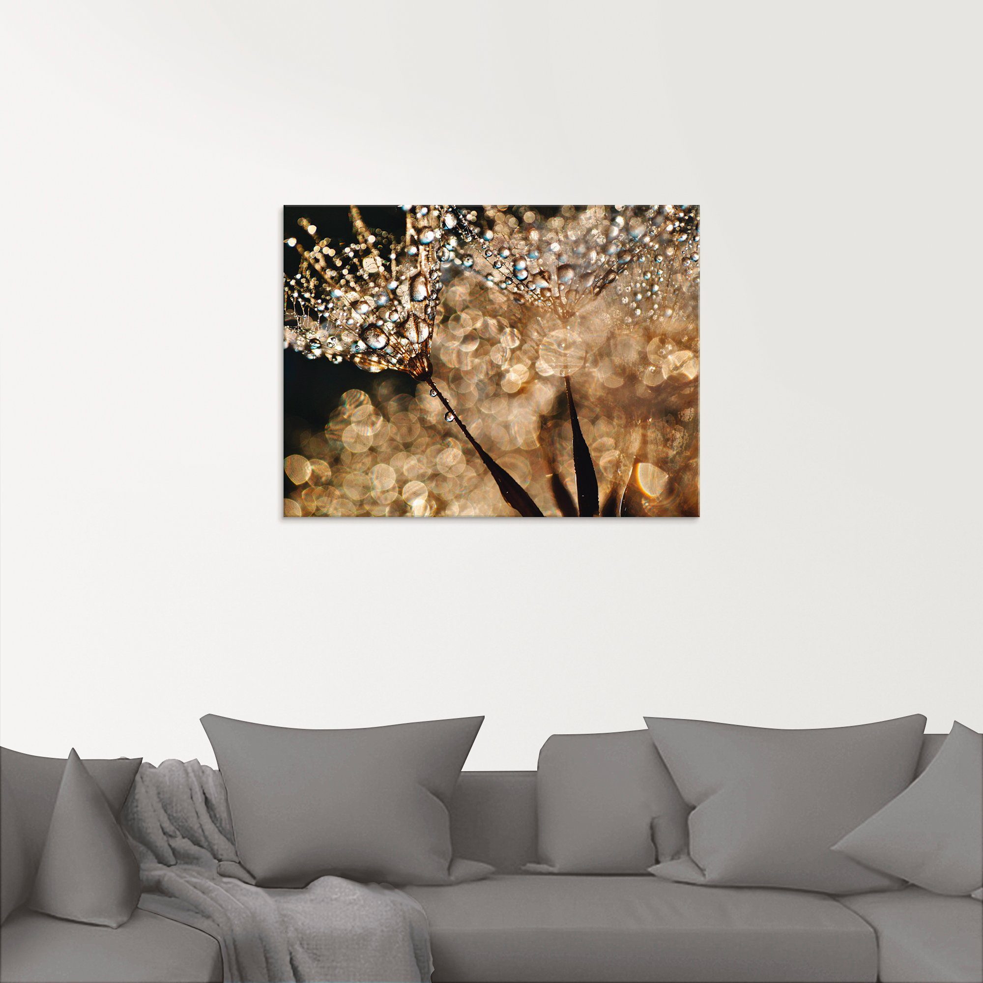 Artland Glasbild Pusteblume Goldschimmer, Blumen (1 St), in verschiedenen Größen