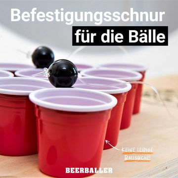 BeerBaller Spielesammlung, Trinkspiel BeerBaller® Shot Pong - Beer Pong im Miniformat, Aus hochwertigem Birken- oder Kirschholz