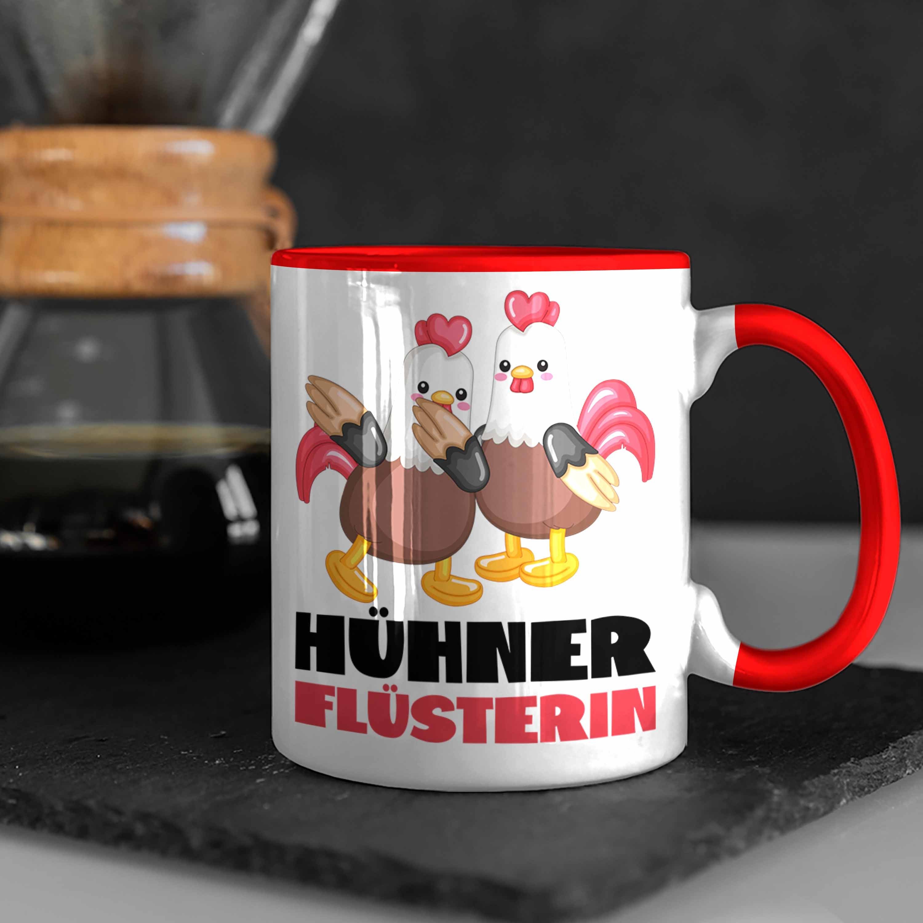 Bäuerin Kaffee-Beche Rot Tasse Tasse Trendation Landwirtin Geschenk Frauen Hühner Flüsterin