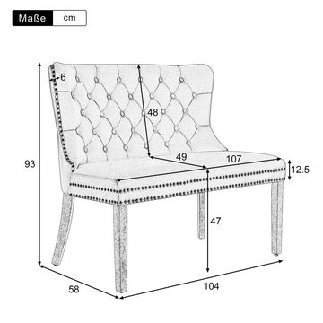 Ulife Esszimmerstuhl mit Knopfmuster,Gepolsterter Wohnzimmerstuhl,Doppelstuhl, Stuhl mit Beinen aus Eiche, moderne Freizeitbank