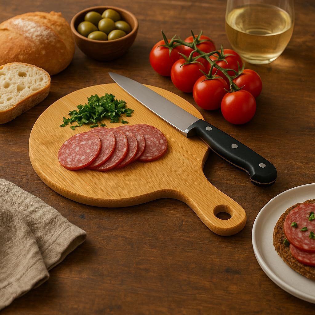 hausleben Pizzateller aus Bambus, (2 St), Ø 25,5 cm, Nachhaltig, robust & langlebig