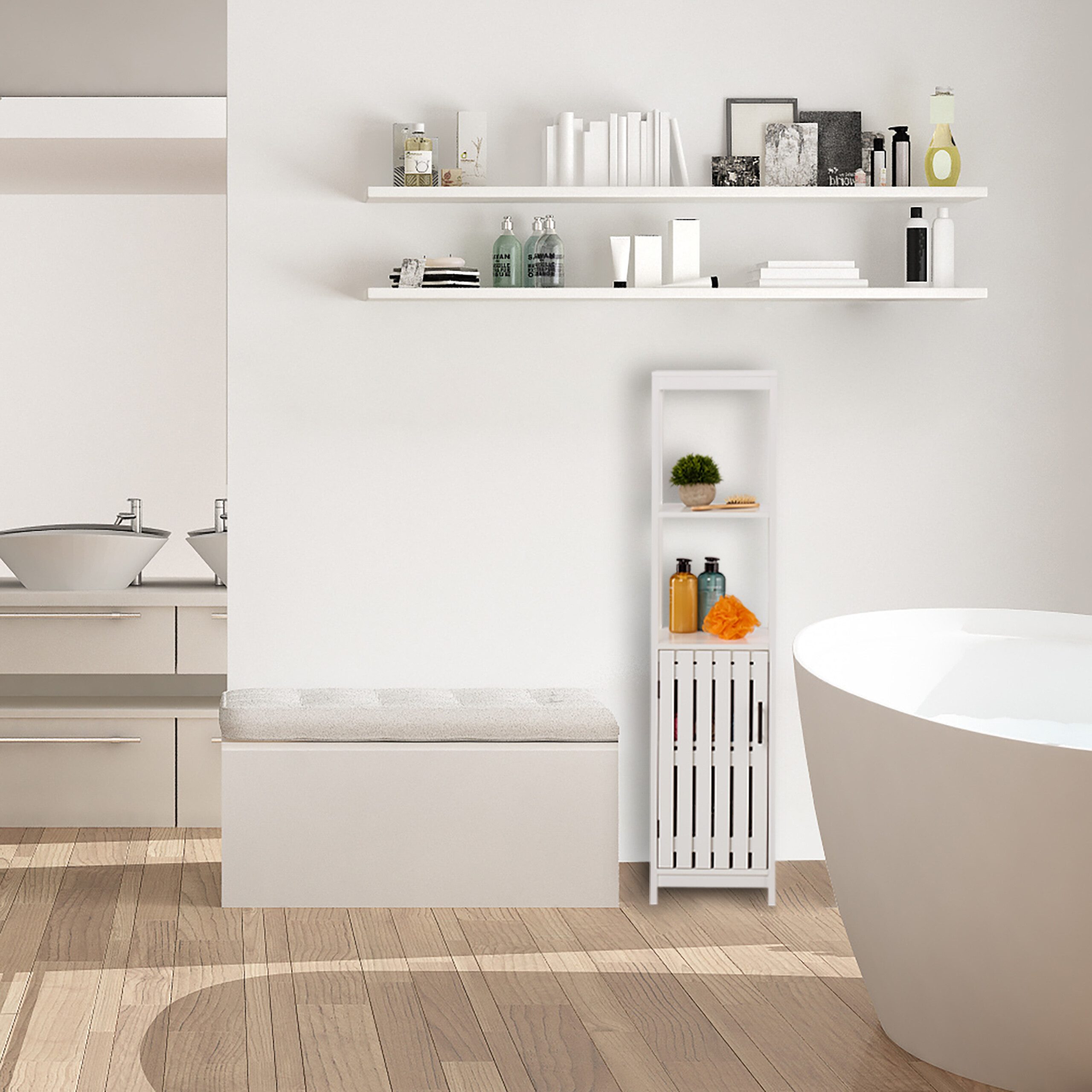 relaxdays Midischrank Weißer Badezimmerschrank günstig online kaufen