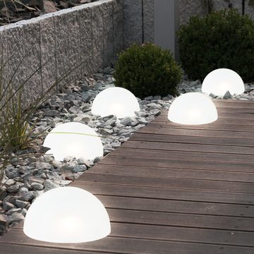 etc-shop LED Solarleuchte, LED-Leuchtmittel fest verbaut, Warmweiß, Solarleuchte Stecklampe Außenleuchte LED 5x Halbkugeln 3x Kugeln