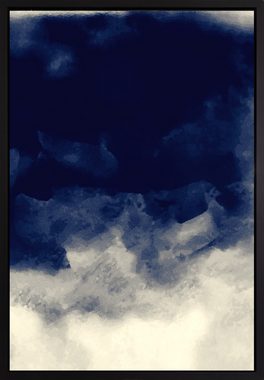 queence Leinwandbild Abstrakt Blau, Abstrakt, mit einem Schattenfugenrahmen veredelt