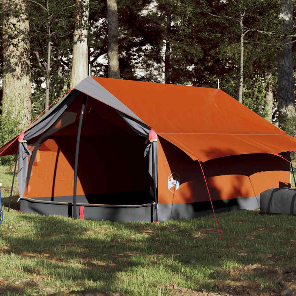 furnicato Faltzelt Campingzelt Scout A-Form 193x122x96 cm Grau-Orange, (1 tlg), Wetterfestes Leichtzelt mit E-Anschluss und integrierten Netzwänden