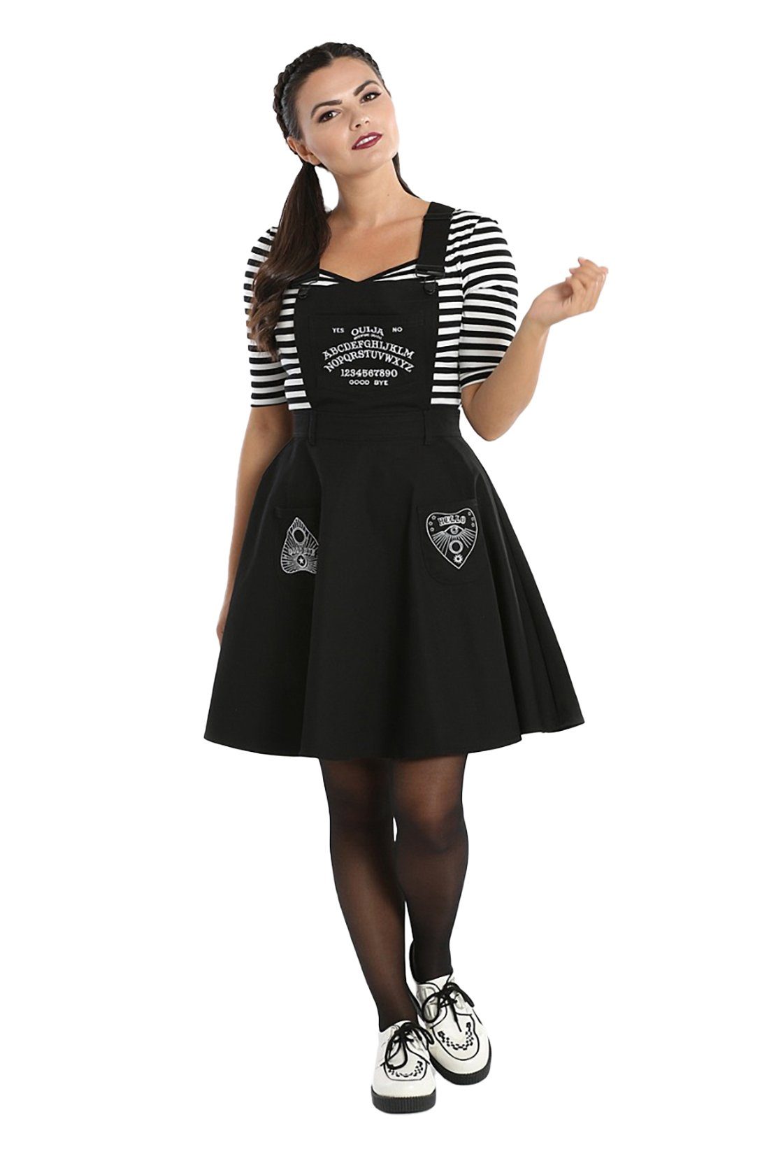Hell Bunny A-Linien-Kleid Samara Pinafore Dress Gothic Schürzenkleid Latzrock