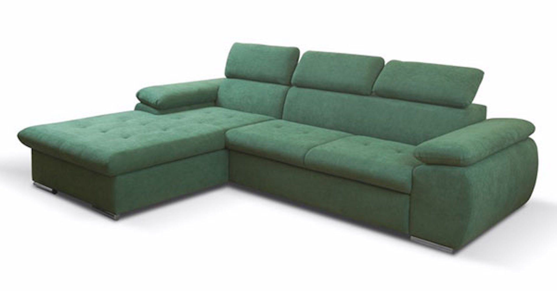 grün und mit Ausführung Schlaffunktion (Avra Trino, 284cm und Farbe Ecksofa wählbar Feldmann-Wohnen Bettkasten 12)