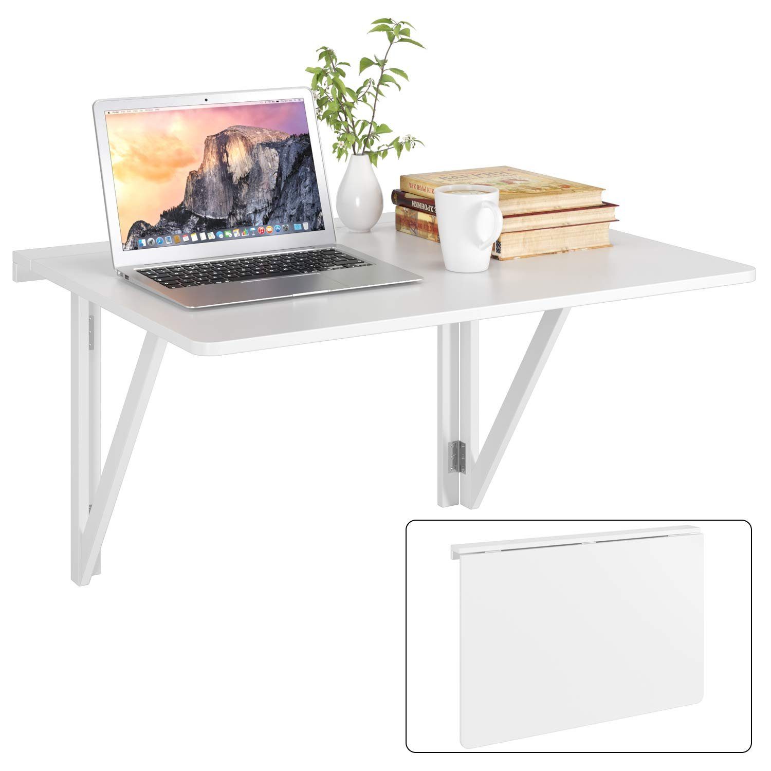 Homfa Klapptisch, Wandklapptisch Esstisch klappbarer Schreibtisch weiß
