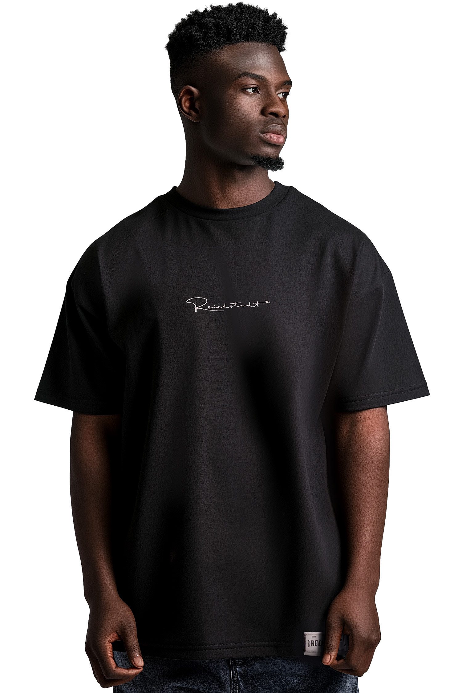Reichstadt Oversize-Shirt Casual T-shirt 22RS033 Black S mit Stitching auf der Brust