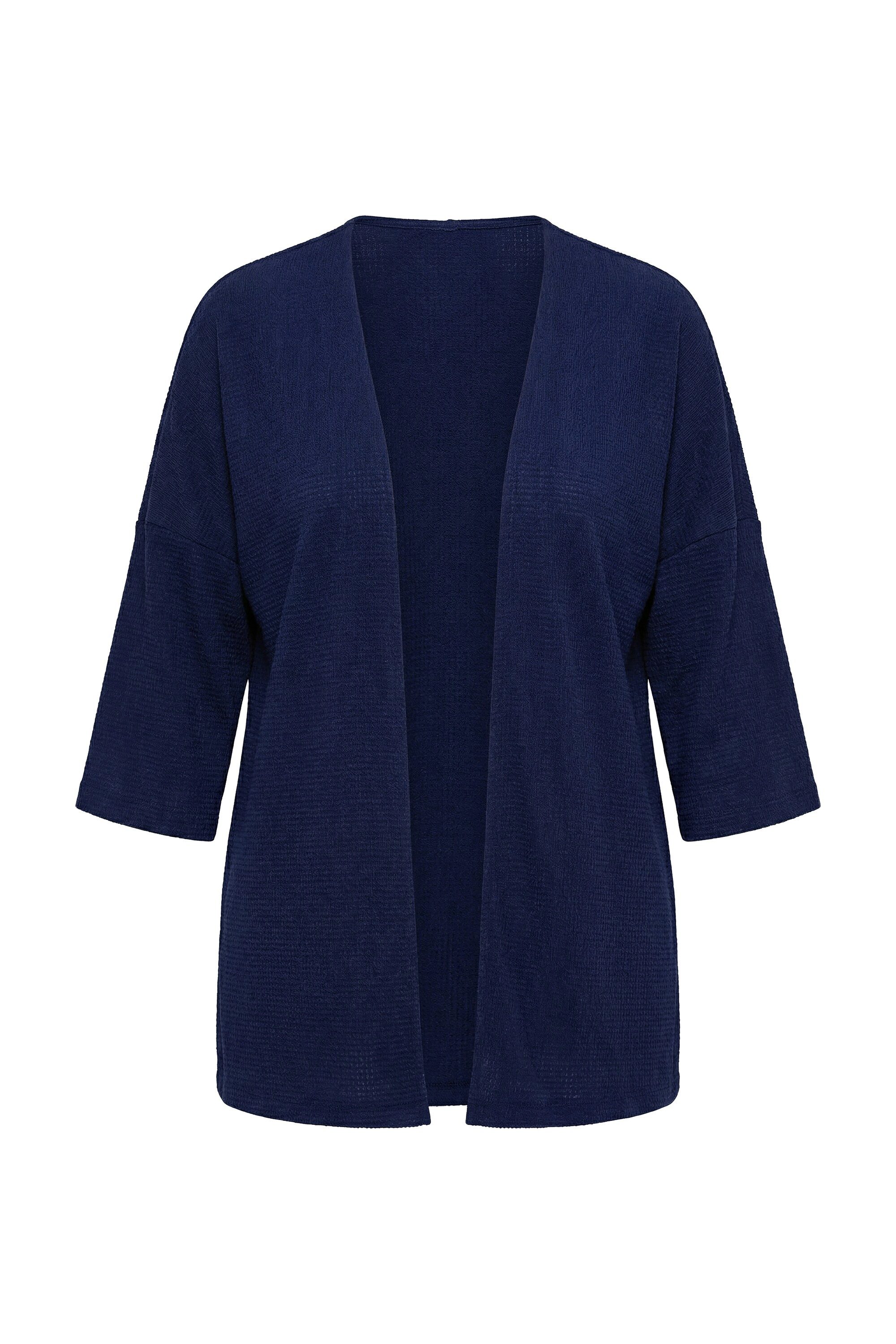 Ulla Popken Shirtjacke Jacke Kimono-Stil ohne Verschluss Halbarm