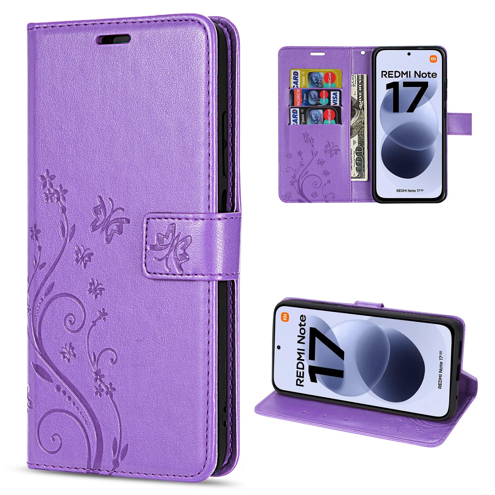 betterfon Handyhülle für Xiaomi Modelle Hülle mit [Kartenfächern], Bookstyle-Hülle: Magnetverschluss 3 Kartenfächer & Standfunktion