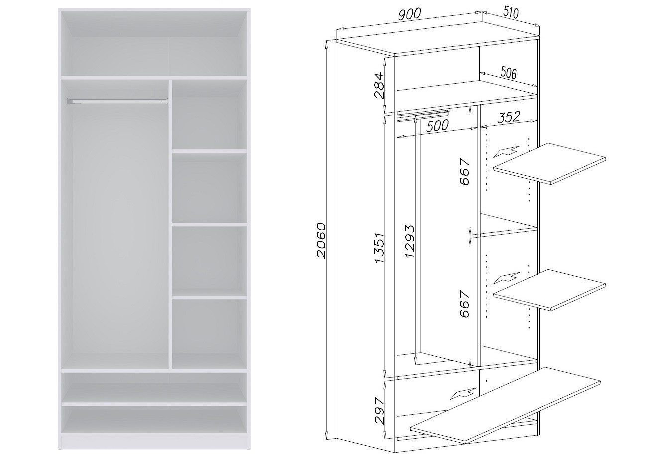 Marmex Möbel Kleiderschrank TRES 02B offener günstig online kaufen