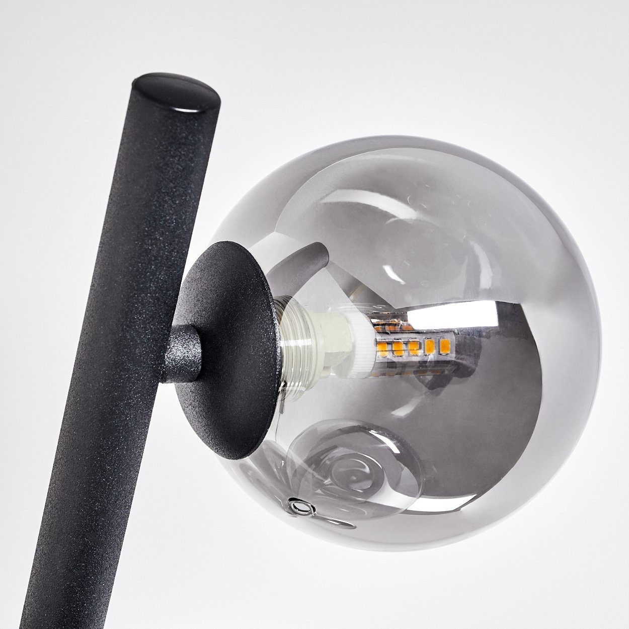 hofstein Stehlampe »Isorella« Stehlampe aus Metall/Glas in Schwarz/Rauchfarben, ohne Leuchtmittel, 3000 Kelvin, Standlampe m. Schirmen Echtglas u. Fußschalter, 480 Lumen