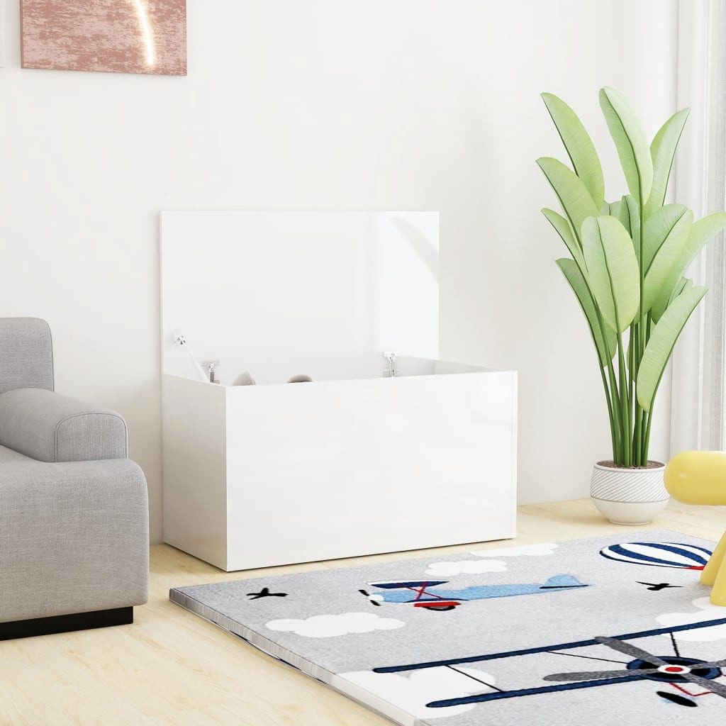 vidaXL Truhe Aufbewahrungstruhe Hochglanz-Weiß 84x42x46 cm günstig online kaufen