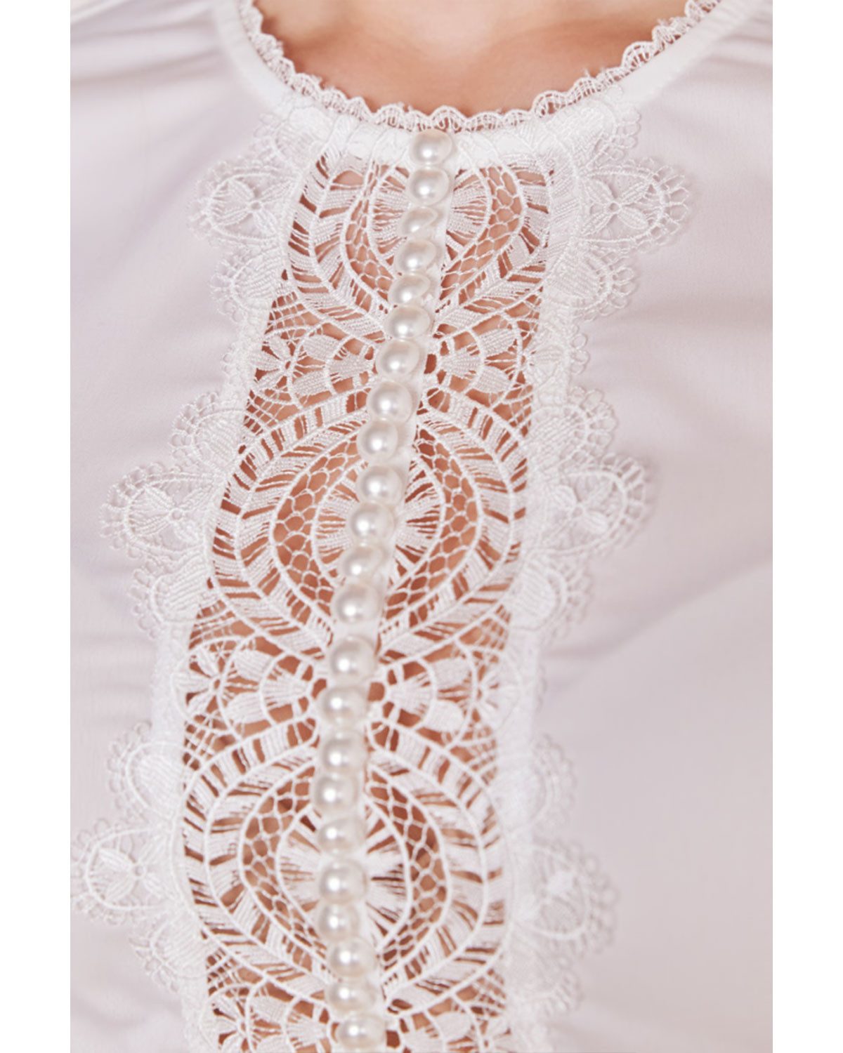 KRÜGER COLLECTION Dirndlbluse 'Filiz' 3/4 Arm Hochgeschlossen 214066, Ecru