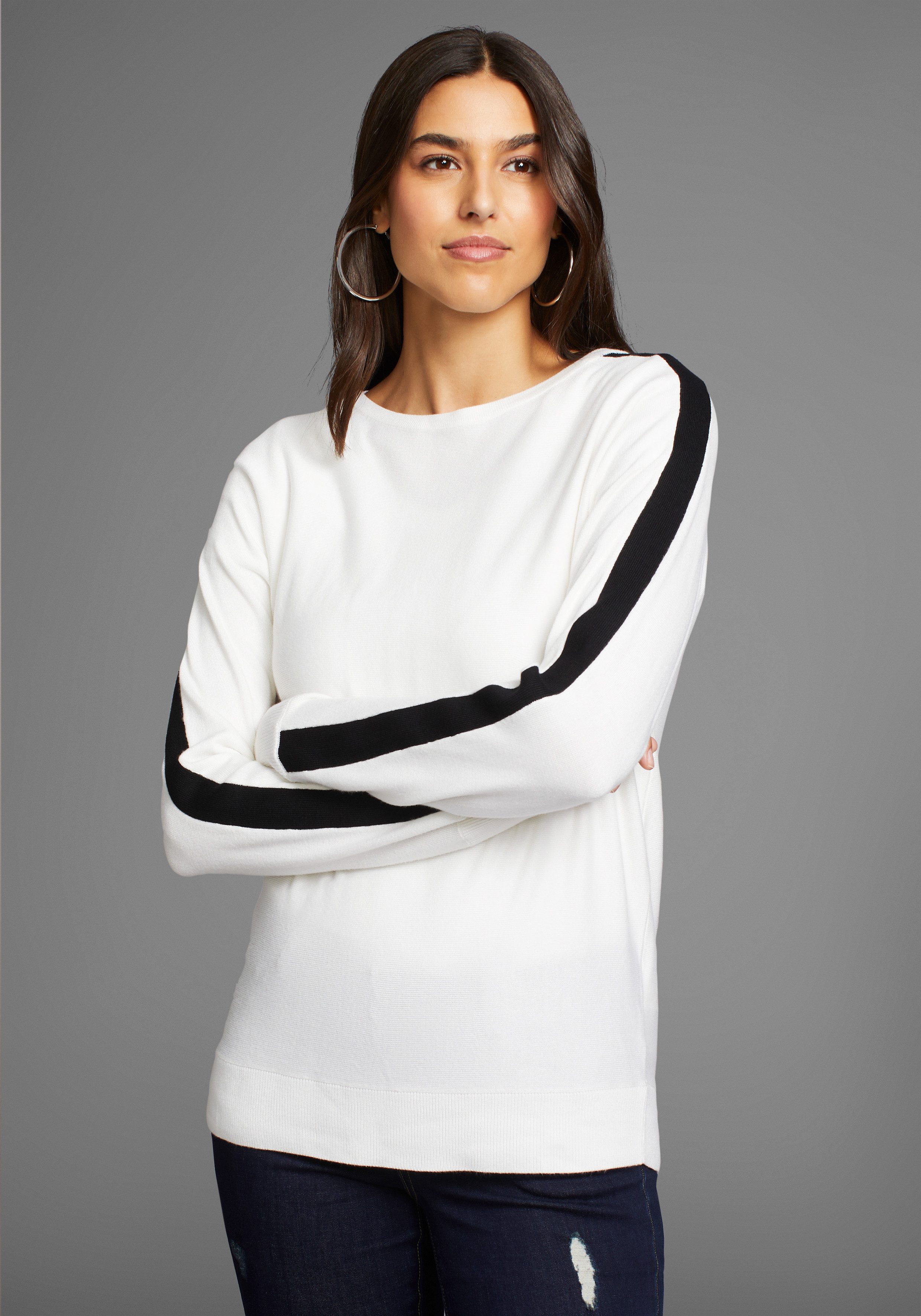 Laura Scott Longpullover mit Kontraststreifen günstig online kaufen