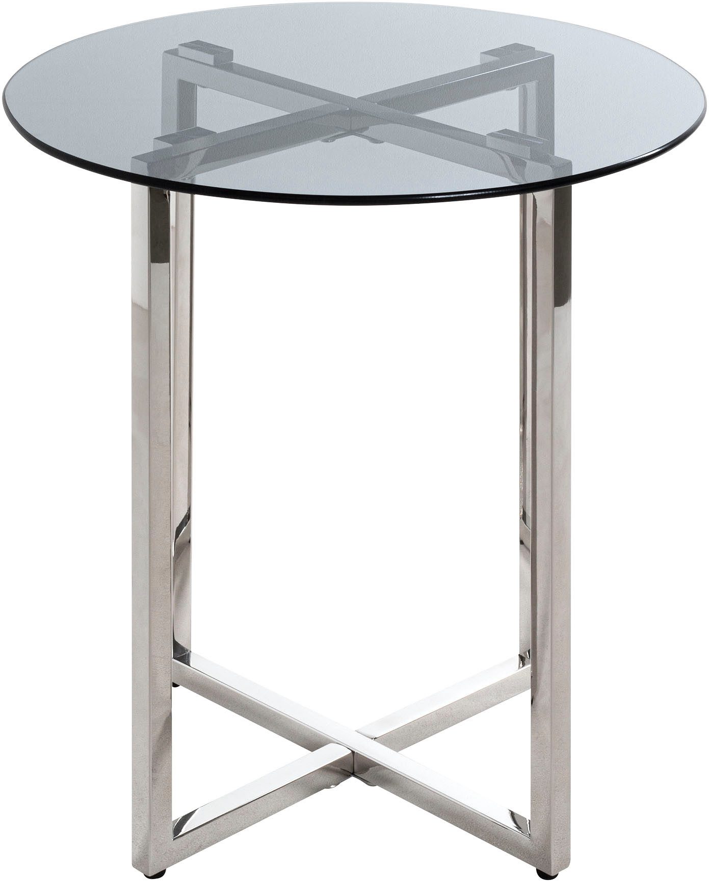 HAKU Beistelltisch Sofatisch, Wohnzimmertisch (1-St), rund - aus Metall Silber - Ø/H 50/55 cm