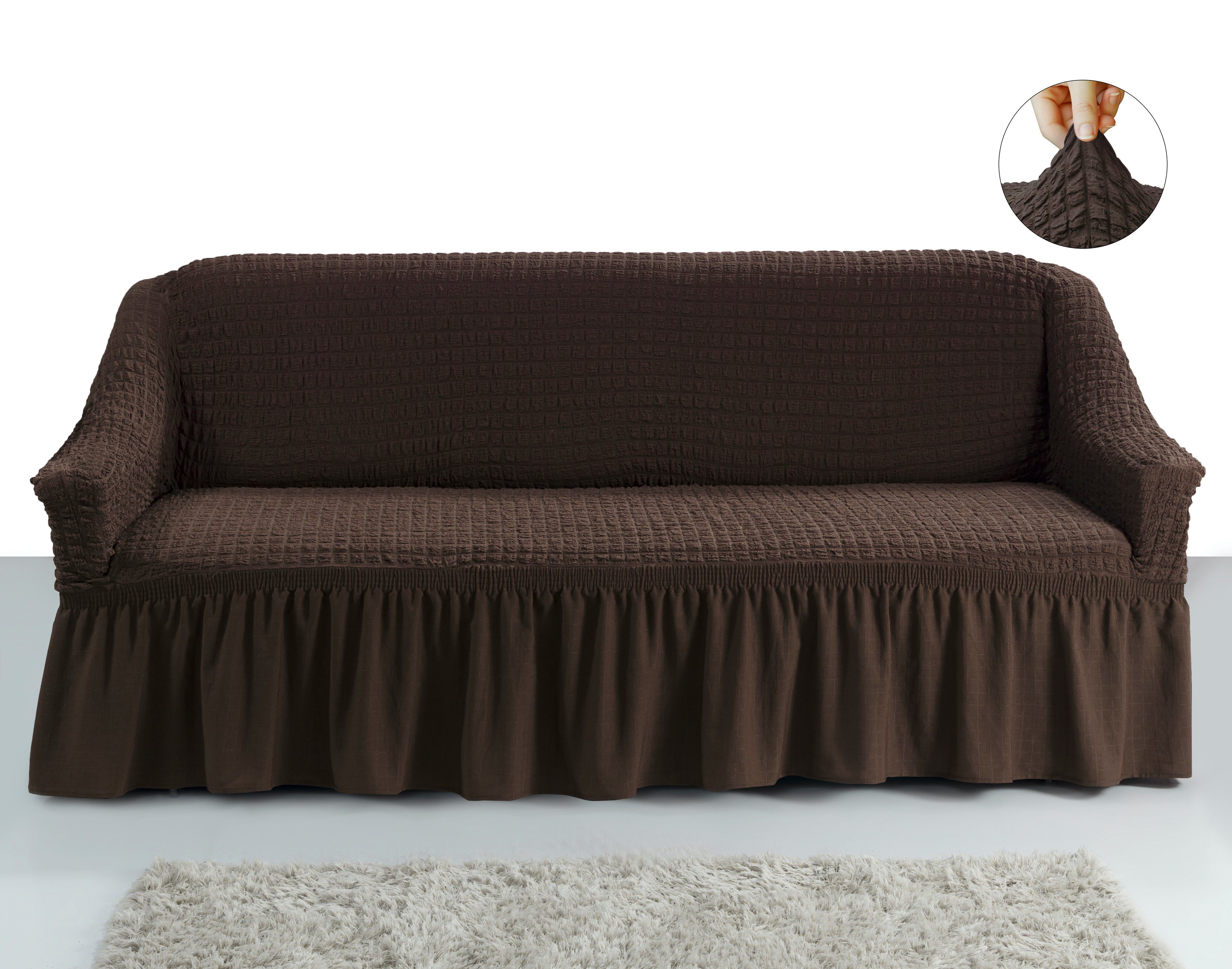 Sofahusse Sofahusse 3-Sitzer Sofabezüge elastischer Sofa Überwurf SF, My Palace, weich, elastisch und waschbar - Ein neues Wohngefühl. Braun