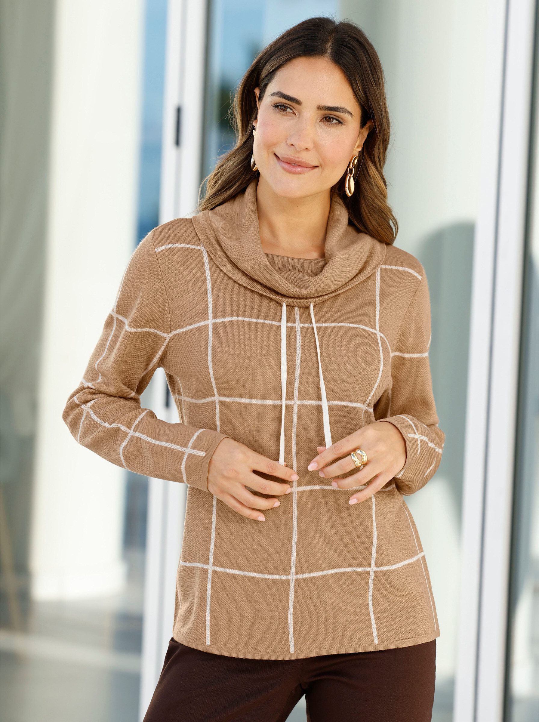 Sieh an! Strickpullover Rollkragen-Pullover Langarm Jacquard