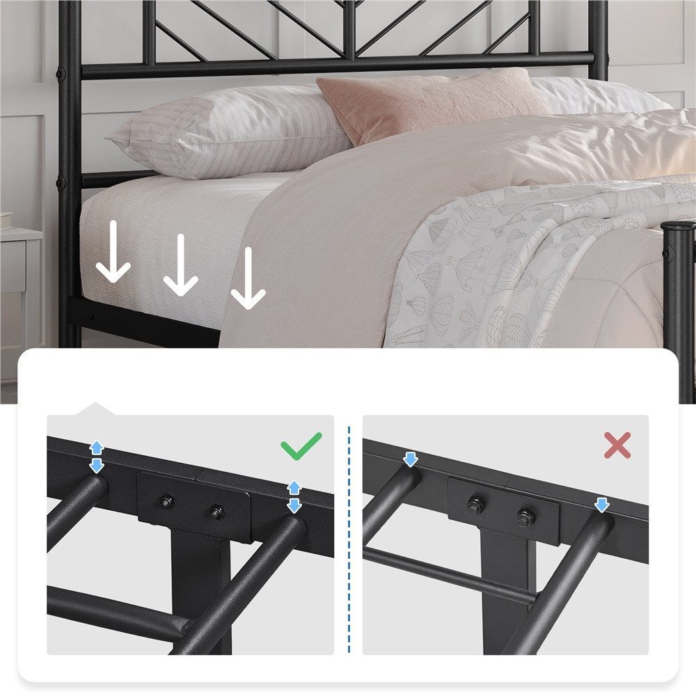 Yaheetech Metallbett Bettgestell 90x190/90x200/140x200cm, Minimalistischer Bettrahmen mit Kopfteil Gästebett mit Lattenrost