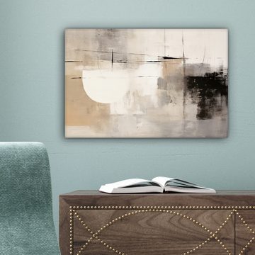 OneMillionCanvasses® Leinwandbild Abstrakt - Kunst - Grau, Beige, Schwarz, Weiß (1 St), Leinwand Bilder Klein, Wand Dekoration 30x20 cm