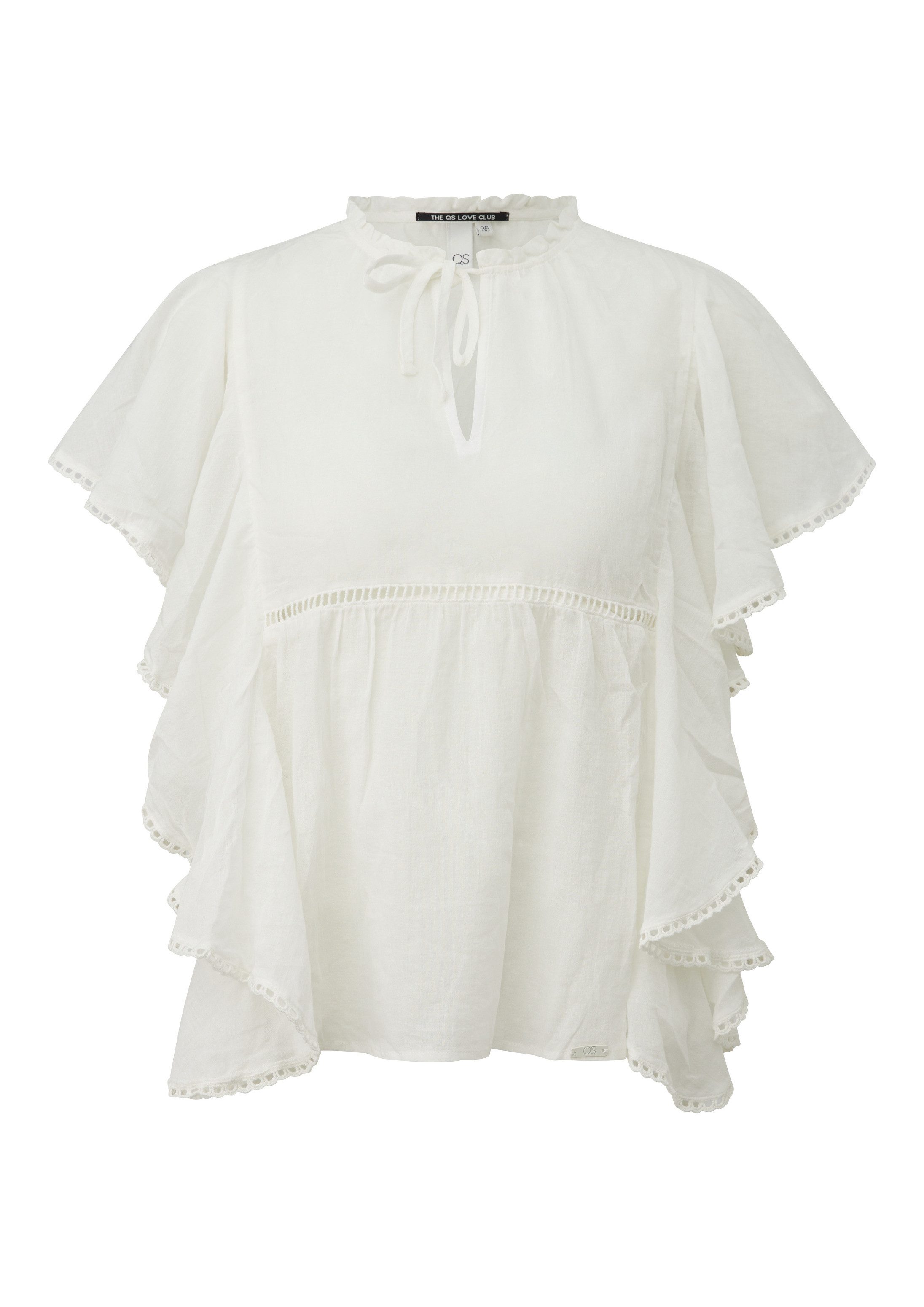 QS Kurzarmbluse Bluse Blusentop mit Volants