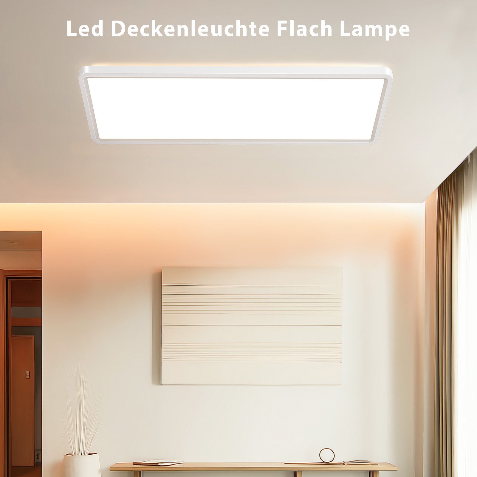 Lujasi LED Deckenleuchte Deckenlampe, 36W 3600LM LED Panel Flach 100 x 25 x 5,5 cm, tageslichtlampe decke, LED, Neutralweiß, Rechteckige, Energieeffizient & langlebig 4000K für Schlafzimmer Wohnzimmer Küche