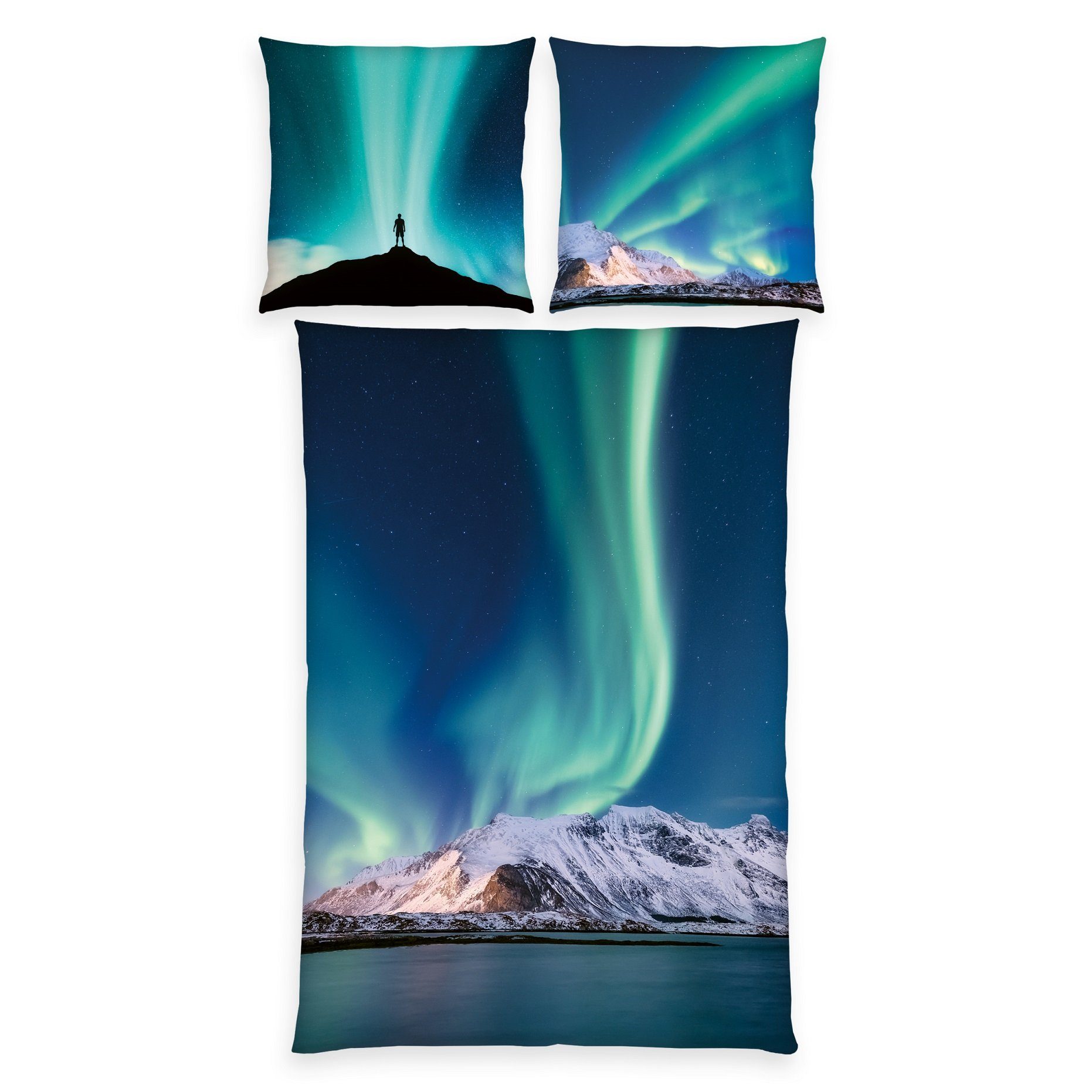 Herding Kinderbettwäsche Polarlichter Bettwäsche Set 2tlg. 135x200 cm 100% günstig online kaufen