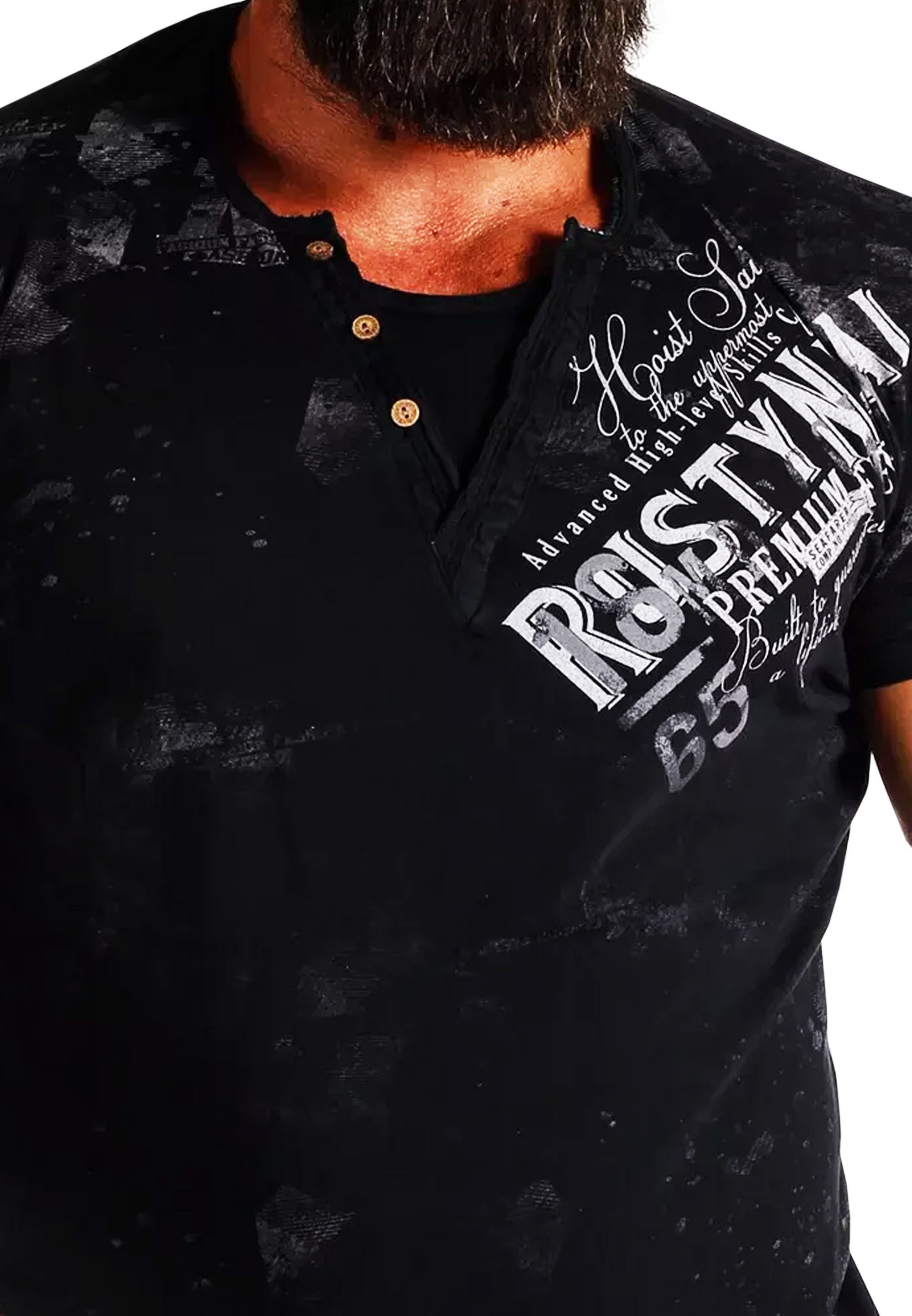 R-NEAL T-Shirt Original T-Shirt Rundhals X V-Neck Shirt Verwaschen Vintage Oil Washed