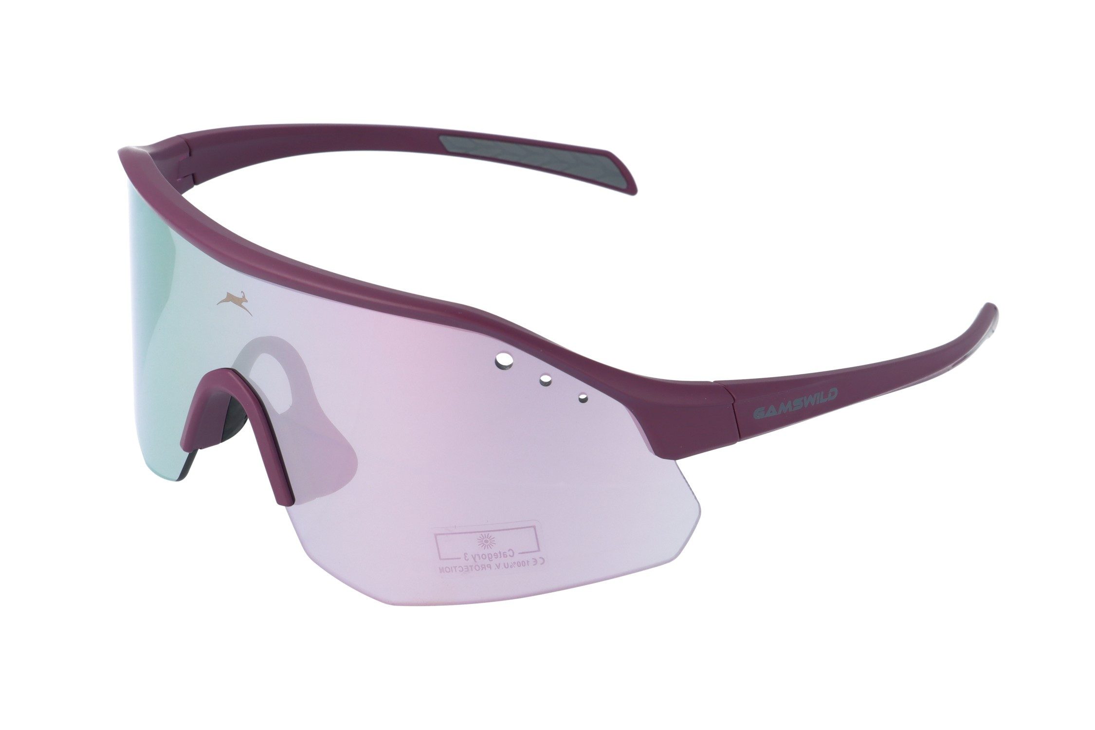 Gamswild Monoscheibensonnenbrille UV400 Sonnenbrille Skibrille Fahrradbrille eng anliegend Sportbrille WS2140 Damen, Herren, roas, beere, olivgrün, grau