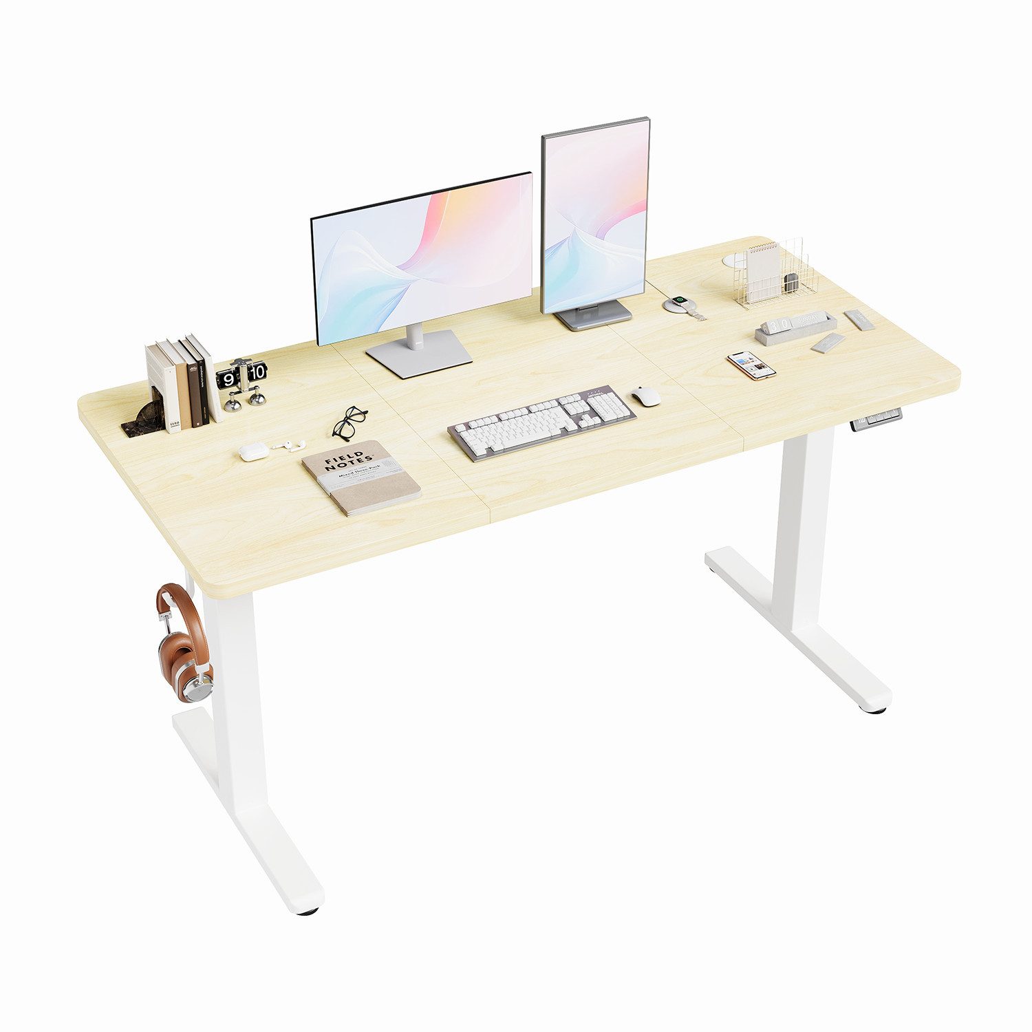 Furnicopia Schreibtisch Höhenverstellbarer Schreibtisch 120/140/160CM mit Kabelmanagement (Ergonomischer Computertisch für Homeoffice mit leisem Einzelmotor (50 dB), 4-Tasten-Handsteuerung mit 2 Memory-Positionen, einfache Montage in ca. 30 Minuten)